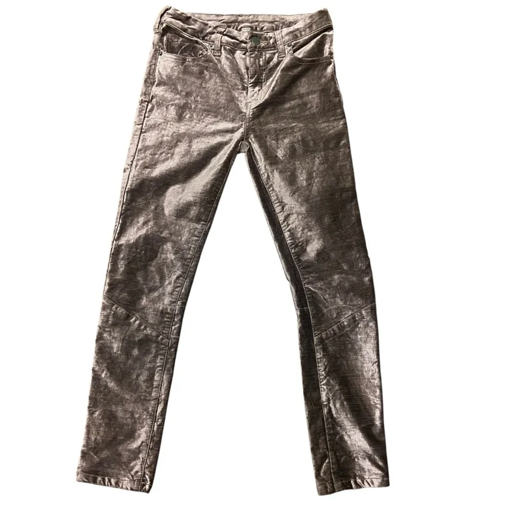 FREE PEOPLE Cyndi High Rise Stretch Velvet Pants Size 25 Mulberry Boho Party Fun